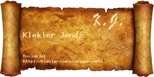 Klekler Jenő névjegykártya