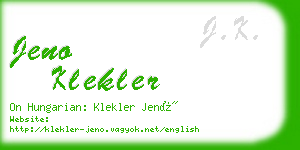 jeno klekler business card
